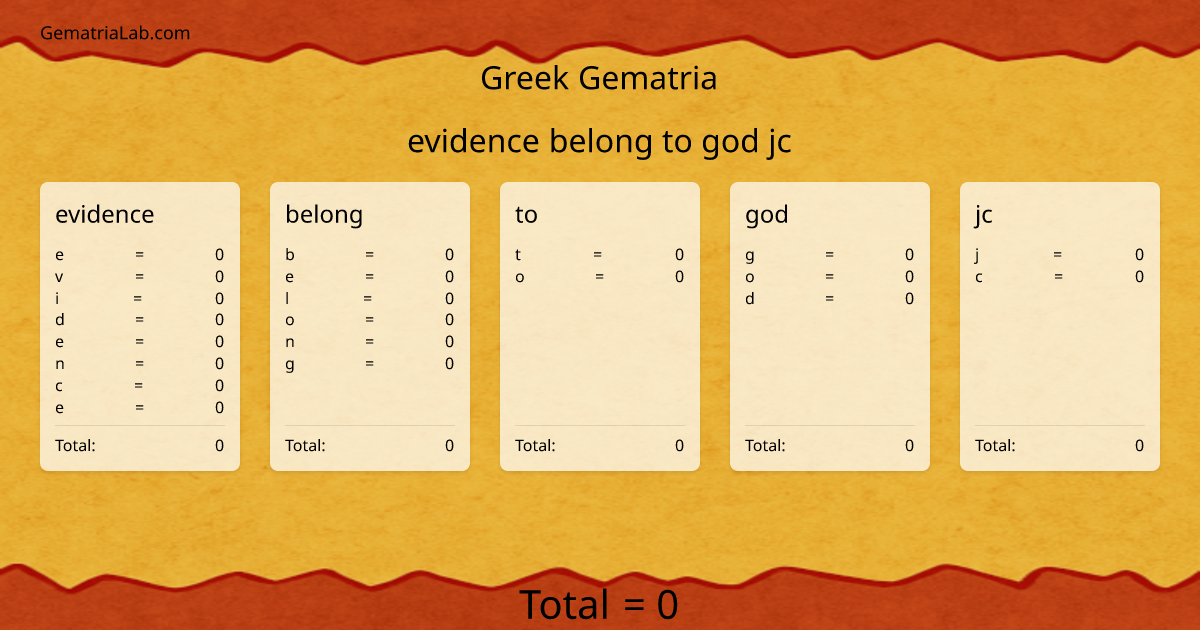 evidence belong to god jc in greek Gematria